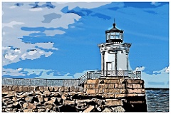 Portland Breakwater Light - Digital Painting